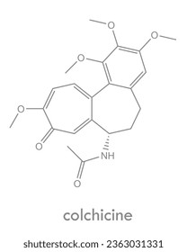 Colchicine structure. Molecule of medication used in gout.