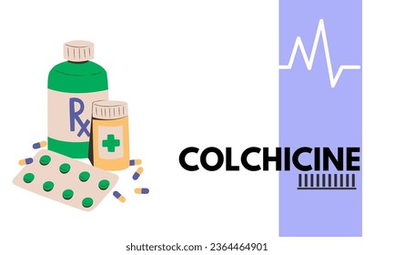 Colchicine tablet close up of medication used to treat gout and Behcet disease, pericarditis. Vector illustration  svg