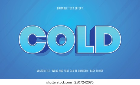 Efecto de texto 3d frío, Plantilla de efecto de texto azul