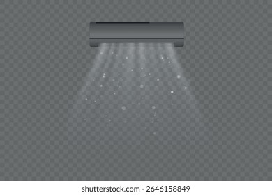 Ar frio e dispositivo de resfriamento - Temperatura quente, poder de brisa, ventilador transparente, movimento de velocidade abstrata, ícone de condicionador, fluxo azul, sistema moderno, conforto climático, novo design branco