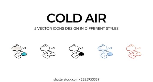 Cold Air Icon Design in Five style with Editable Stroke. Line, Solid, Flat Line, Duo Tone Color, and Color Gradient Line. Suitable for Web Page, Mobile App, UI, UX and GUI design.
