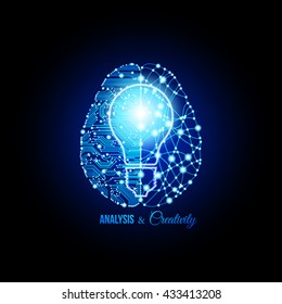 Cold analysis and bursting creativity paired together in brain and thinking concept of idea born. Human brain. Analytical brain. Creative brain. Human thinking. Analytical thinking, Creative thinking