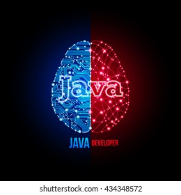 Cold Analysis And Bursting Creativity Paired Together In Java Developer Concept. Java Programmer. Java Architect. Java Development. Java Programming