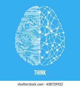 Cold analysis and bursting creativity paired together in brain and thinking concept. Human brain. Analytical brain. Creative brain. Human thinking. Analytical thinking, Creative thinking.