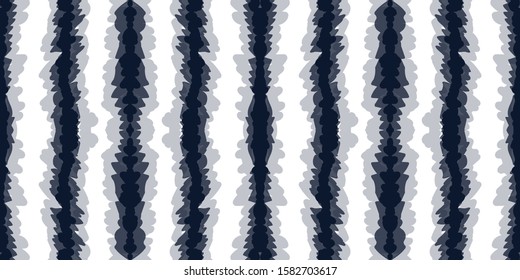 Cold Batik Vector Seamless Pattern. Blue Drawing Tile Aztec Texture. Striped Psychedelic Ornament. Pink Line Stripe Navajo Wallpaper. African Fashion Print