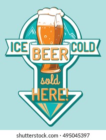 Cold beer advertising sign