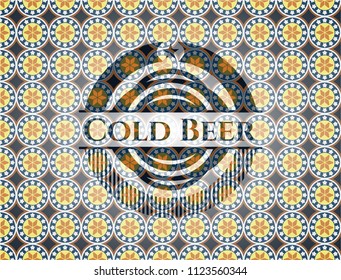 Cold Beer arabesque badge. arabic decoration.