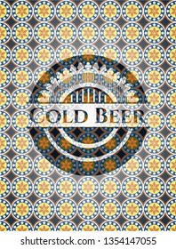 Cold Beer arabesque badge. arabic decoration.