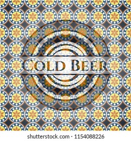 Cold Beer arabesque style badge. arabic decoration.