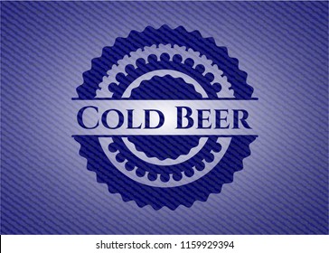 Cold Beer badge with jean texture