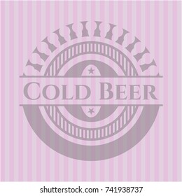Cold Beer badge with pink background