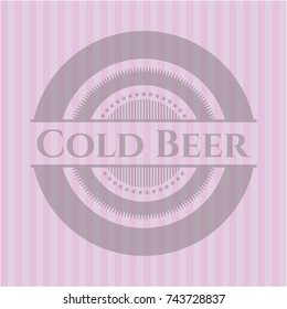 Cold Beer badge with pink background