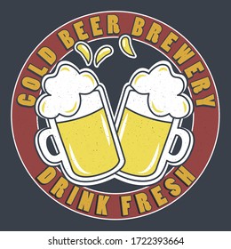 KALTE BIERBRETSCHAFT, VEKTORGRAFIK, SLOGISCHER DRUCK