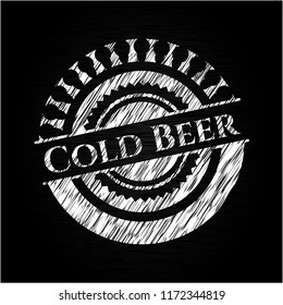 Cold Beer chalk emblem written on a blackboard