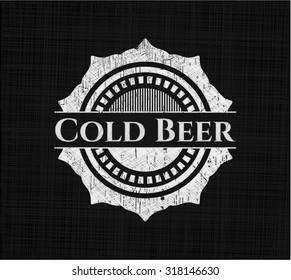 Cold Beer chalk emblem written on a blackboard