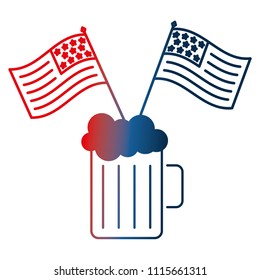 cold beer drink and american flags celebration