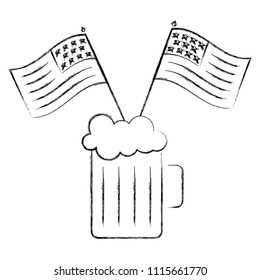 cold beer drink and american flags celebration