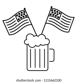 cold beer drink and american flags celebration