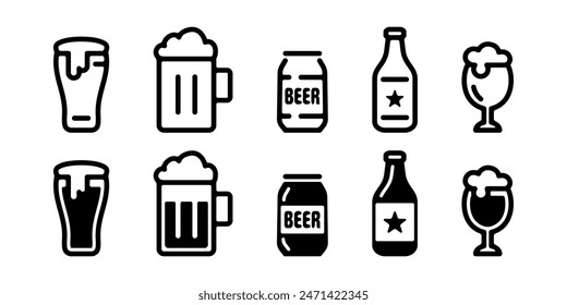 Cold beer to drink in the summer, cute draft beer menu, vector illustration black and white material