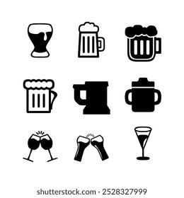 Cold Beer to Drink in Summer, Cute Draft Beer Menu, Black and White Material Vector