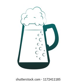 Cold beer glass in blue lines