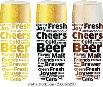 Cold Beer glasses with Words