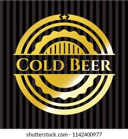 Cold Beer gold shiny badge