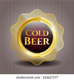 Cold Beer gold shiny badge