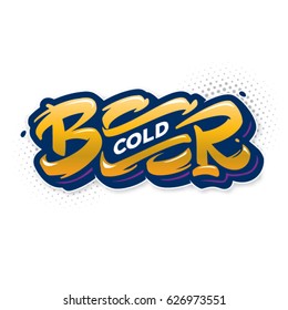 kaltes Bier. Handgezeichnete Schrift