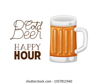 cold beer happy hour label glass