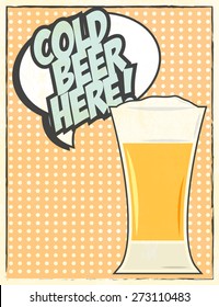 cold beer here, illustration in vector format