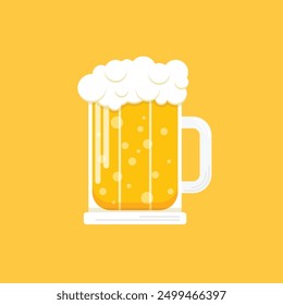 Icono de cerveza fría en estilo plano. Ilustración vectorial de bebida alcohólica sobre fondo aislado. Concepto de negocio de la muestra del vidrio del alcohol.