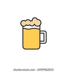 Icono de cerveza fría en estilo plano. Ilustración vectorial de bebida alcohólica sobre fondo aislado. Concepto de negocio de la muestra del vidrio del alcohol.