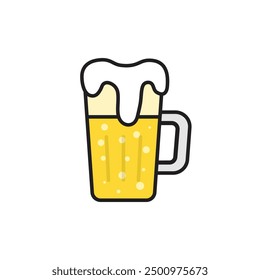 Icono de cerveza fría en estilo plano. Ilustración vectorial de bebida alcohólica sobre fondo aislado. Concepto de negocio de la muestra del vidrio del alcohol.