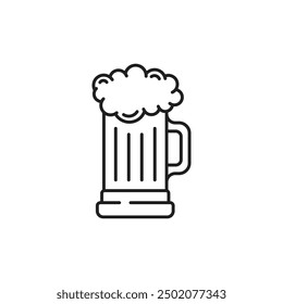 Icono de cerveza fría en estilo plano. Ilustración vectorial de bebida alcohólica sobre fondo aislado. Concepto de negocio de la muestra del vidrio del alcohol.