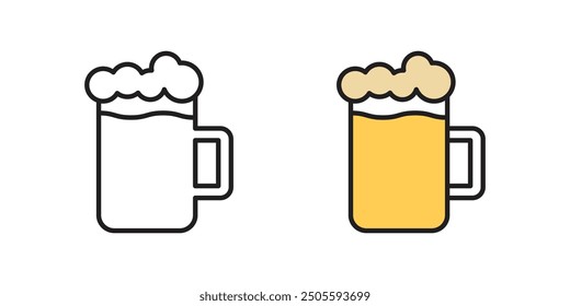 Icono de cerveza fría en estilo plano. Ilustración vectorial de bebida alcohólica sobre fondo aislado. Concepto de negocio de la muestra del vidrio del alcohol.