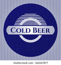Cold Beer jean or denim emblem or badge background