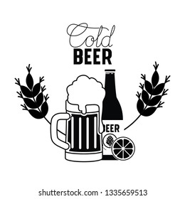 cold beer label isolated icon