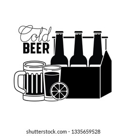 cold beer label isolated icon