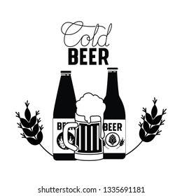 cold beer label isolated icon