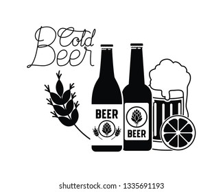 cold beer label isolated icon