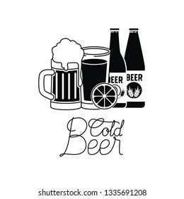cold beer label isolated icon
