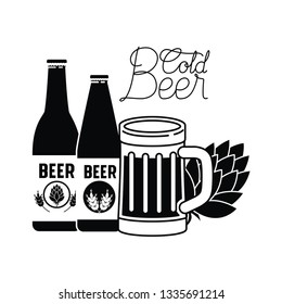 cold beer label isolated icon