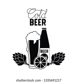 cold beer label isolated icon
