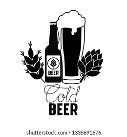 cold beer label isolated icon