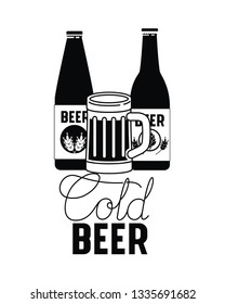 cold beer label isolated icon