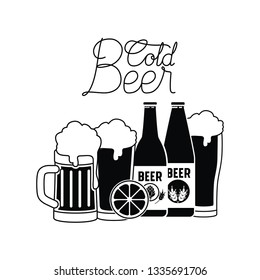 cold beer label isolated icon