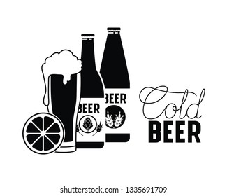 cold beer label isolated icon