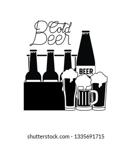 cold beer label isolated icon