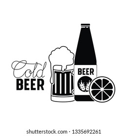 cold beer label isolated icon